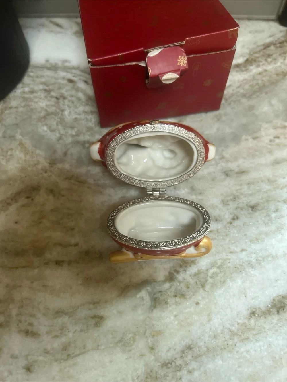 Villeroy Boch Christmas hinged box, accessory case, ceramic, pottery case Gift B